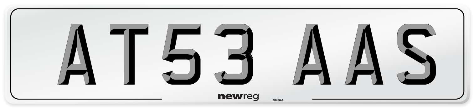 AT53 AAS Number Plate from New Reg